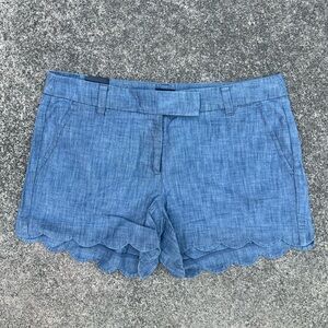 J. Crew High Waist Blue Shorts with Chambray Texture